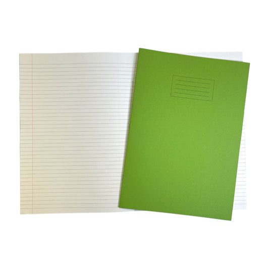 Janrax A4+ Green 48 Page Feint Ruled and Margin Exercise Book WF Paper with 225gsm Manilla Cover 240x340mm Workbook