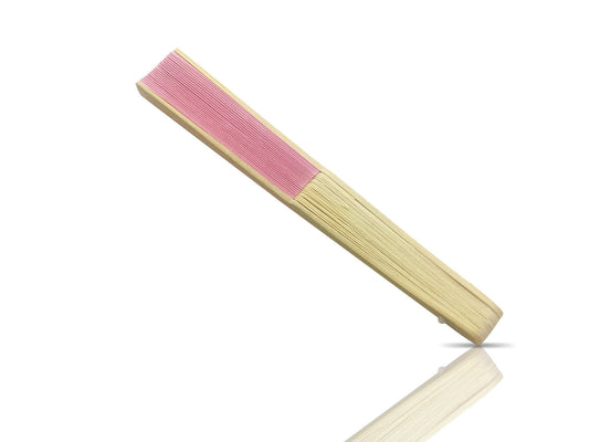 Light Pink Fabric Foldable Hand Held Bamboo Wooden Fan