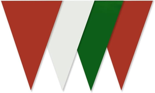 M1005 Green, Red and White Bunting 10m with 20 Pennants