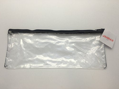 13x5" Black Zip Clear Exam Pencil Case - Pen Bag Make Up