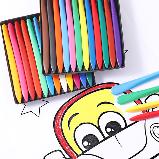 Pack of 24 Assorted Colour Triangular Erasable Plastic Crayons