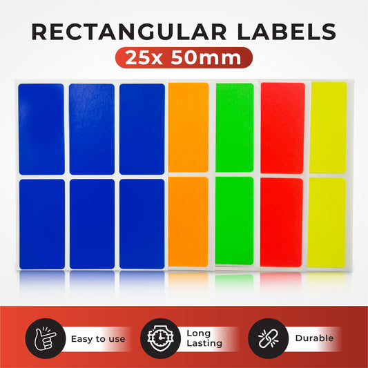 Pack of 24 Fluorescent Orange 25x50mm Rectangular Labels - Adhesive Stickers