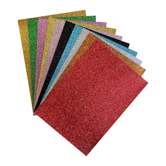 Pack of 10 A4 Sky Blue Coloured Glitter Card 230gsm Sheets