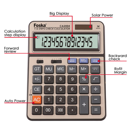 Foska Two Way Power 14 Digit Calculator