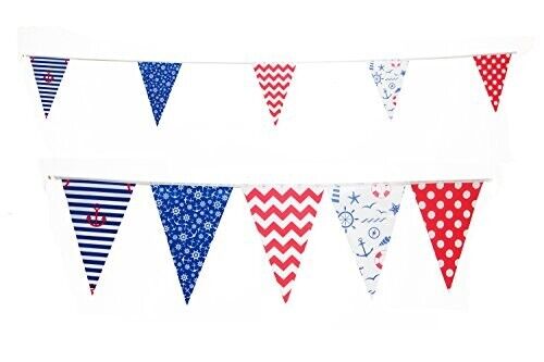JA002 Nautical Print Bunting 10m with 20 Pennants