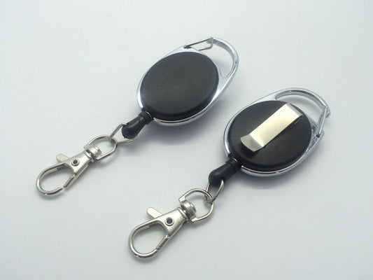 Black Retractable Key Reel with Carabiner
