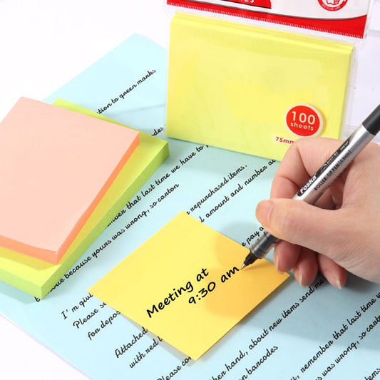 100 Sheets Fluorescent Light Pink Color Sticky Notes 75x50mm