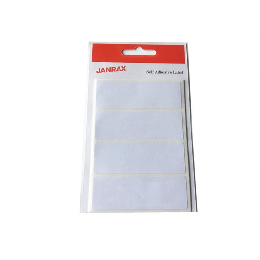 Pack of 28 White 25x75mm Rectangular Labels - Adhesive Stickers
