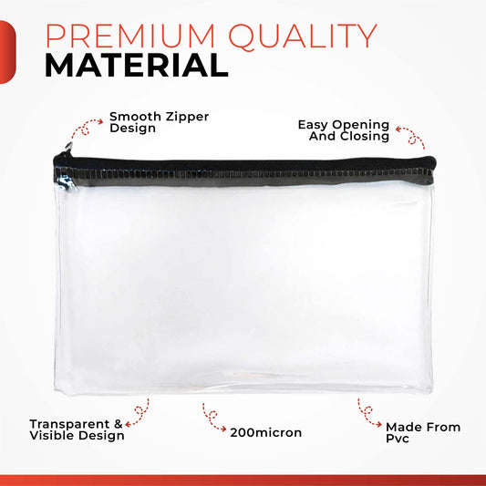 Janrax 8x5" Purple Zip Clear Exam Pencil Case