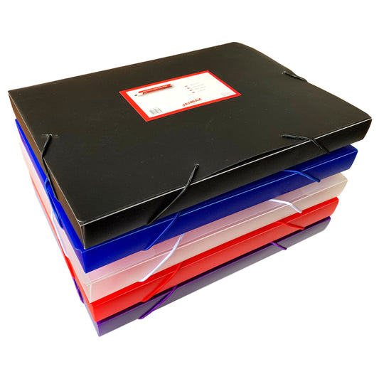 A4 Clear Box File with Elastic Closure