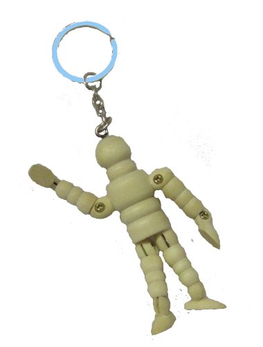 2.5" Wooden Manikin Keyring - Movable Wood Limbs