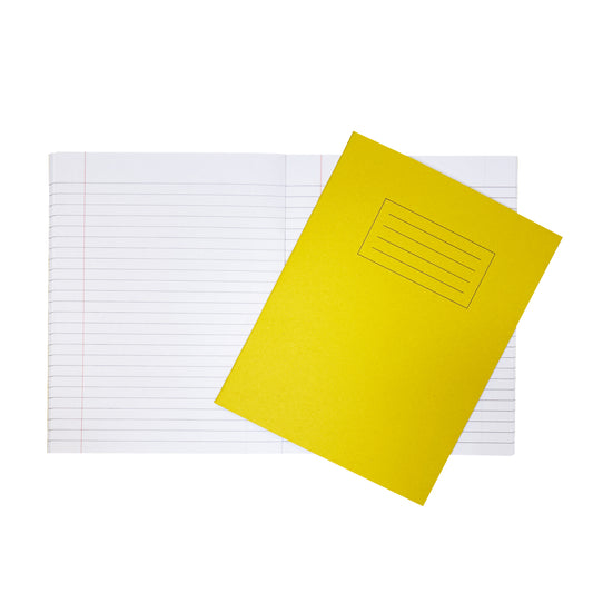 Janrax 9x7" Yellow 80 Page Feint Ruled with Margin Exercise Book WF Paper with 225gsm Manilla Cover