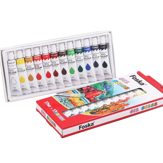 Pack of 12 12ml Professional Quality Oil Colour Paint