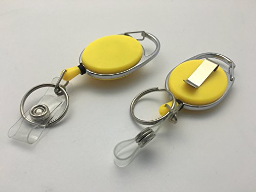 Yellow Solid Key Reel with Keyring & ID Card Badge Holder