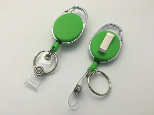 Green Solid Key Reel with Keyring & ID Card Badge Holder