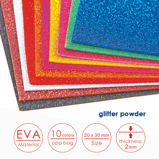 Pack of 10 20 x 30cm Glitter Eva Sponge Paper