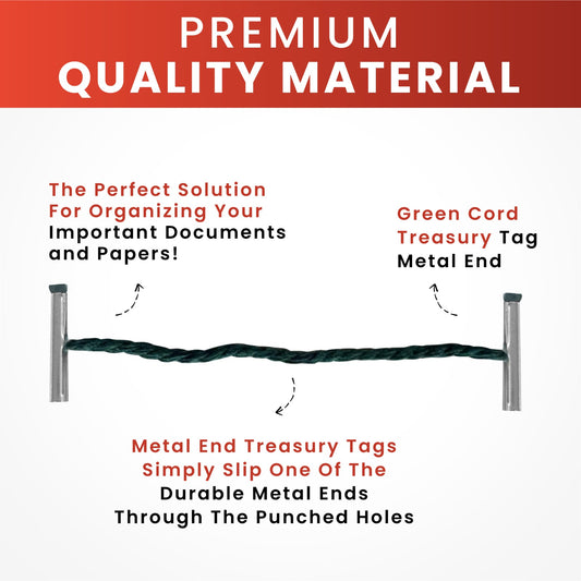 Pack of 100 127mm Metal End Treasury Tags