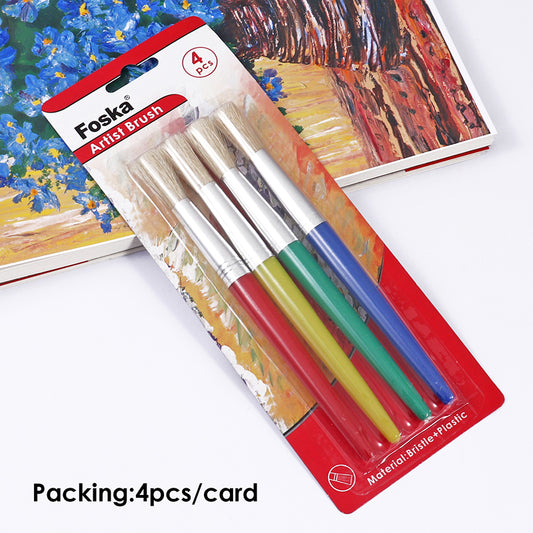 Pack 4 Bristle Head And Chunky Plastic Body Artist Brushes