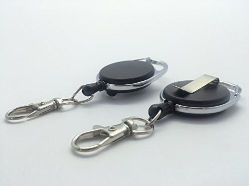 Black Retractable Key Reel with Carabiner