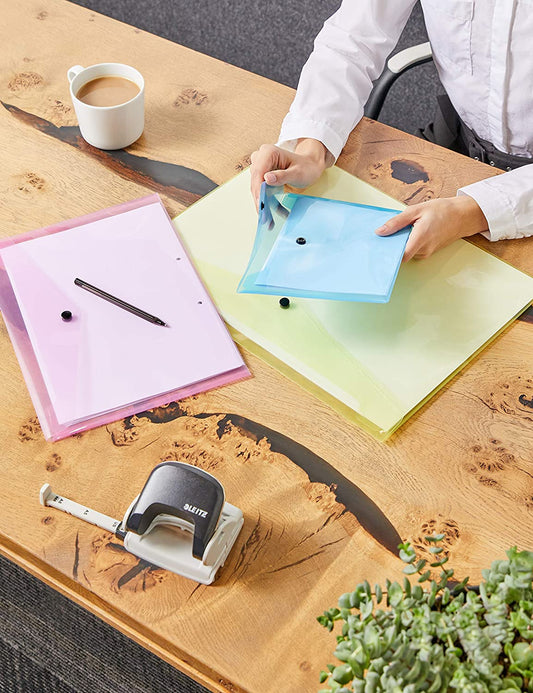 Pack of 12 Janrax A5 Assorted Document Wallets - Button Stud Folder