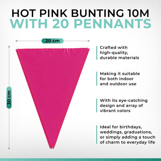 Hot Pink Bunting 10m with 20 Pennants