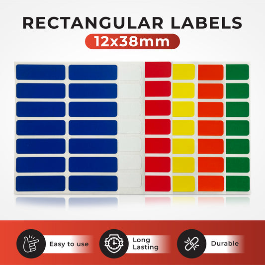 Pack of 98 Orange 12x38mm Rectangular Labels - Adhesive Stickers