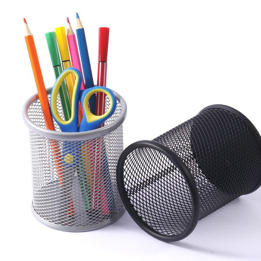 Silver Metal Wire Mesh Pen Holder