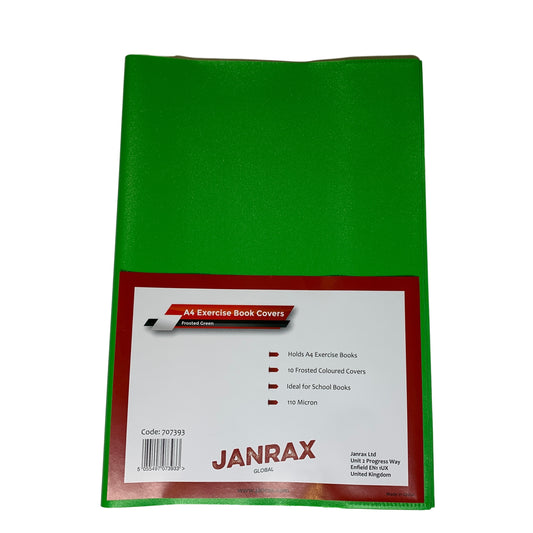 Pack of 10 A4 Frosted Green Exercise Book Covers