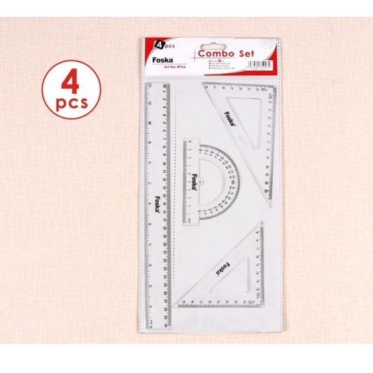 4 Piece Ruler Set - Ruler Square Protractor