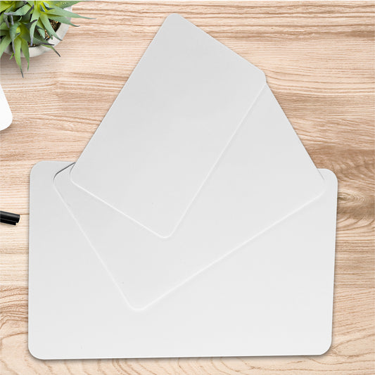 Pack of 12 5x3" Dry Wipe Whiteboards - Presentation Card Size