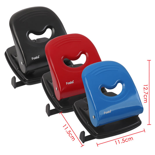 Metal Blue Medium Duty Hole Punch with Paper Measure Indicator