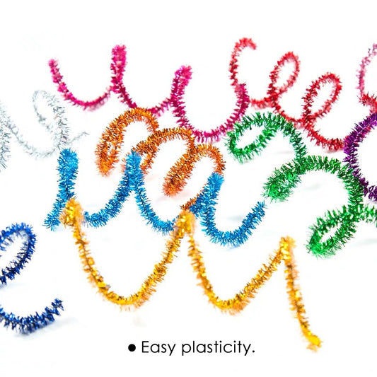 Pack of 100 Assorted Glitter Chenille Stem Pipe Cleaners 0.6 x 30cm