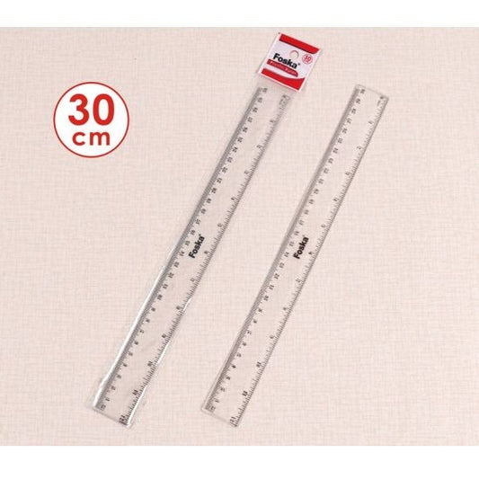 30cm Clear Plastic Ruler - (12" Rule)