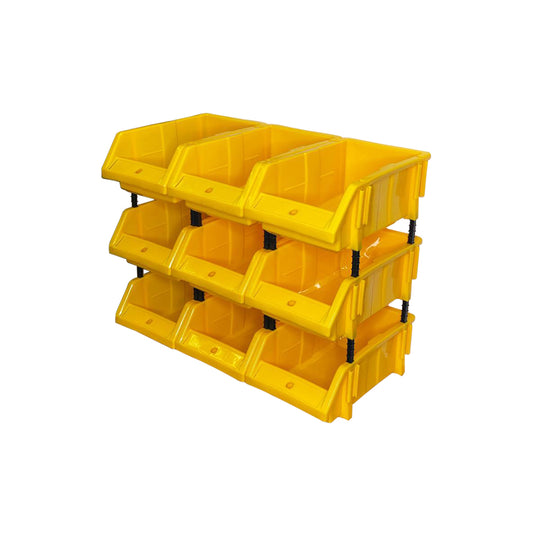 Stackable Yellow Storage Pick Bin with Riser Stands 325x210x130mm
