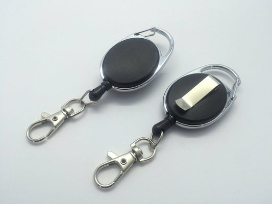 Black Retractable Key Reel with Carabiner