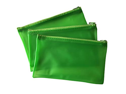 8x5" Frosted Green Pencil Case - See Through Exam Clear Translucent