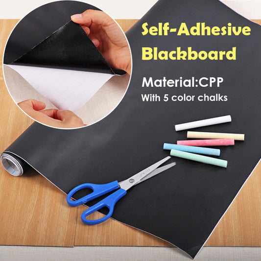 Self-Adhesive Blackboard on Roll with 5 Coloured Chalk 54x200cm