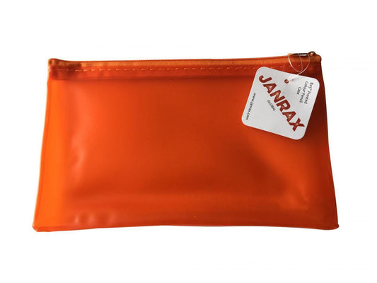 8x5" Frosted Orange Pencil Case - See Through Exam Clear Translucent