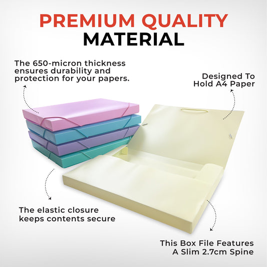 Pastel Blue A4 Elastic Closure Box File