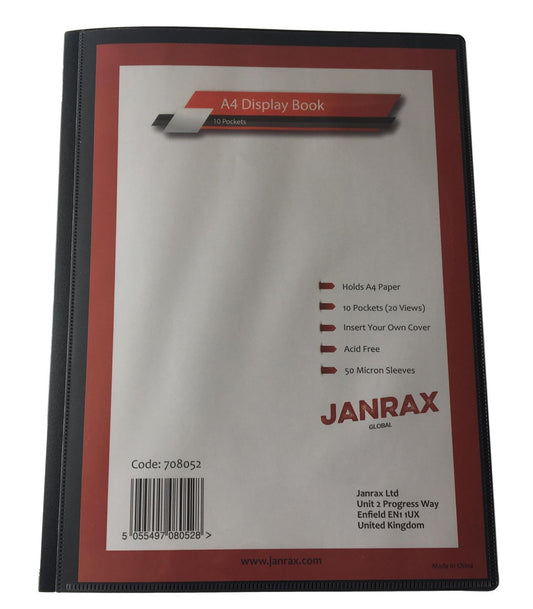 Janrax A4 Presentation Display Book 10 Pockets (20 Views)