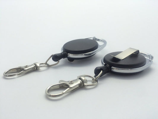 Black Retractable Key Reel with Carabiner