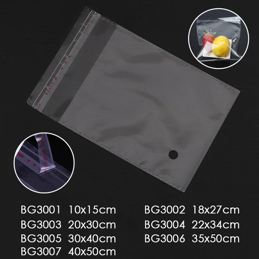 Pack of 100 Clear OPP Bags 35 x 50cm with Self-Adhesive Strip