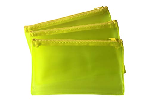 8x5" Frosted Yellow Pencil Case - See Through Exam Clear Translucent