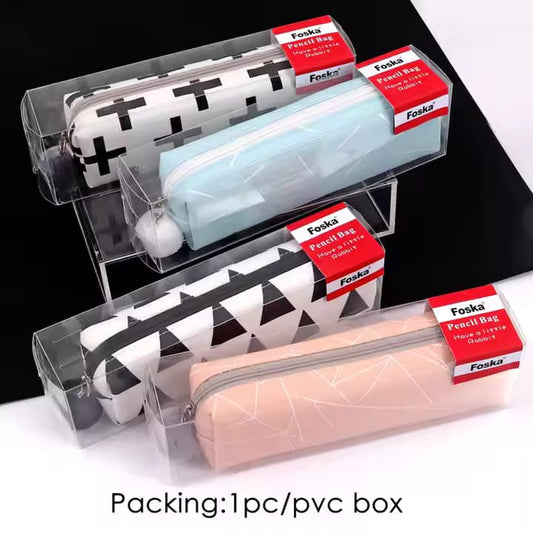 Single Colorful Canvas Student Pencil Case with Zipper