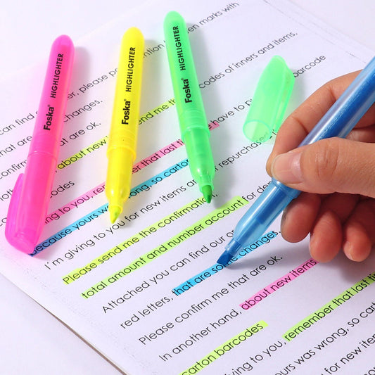 Pack of 4 Colours Highlighter Marker Pens