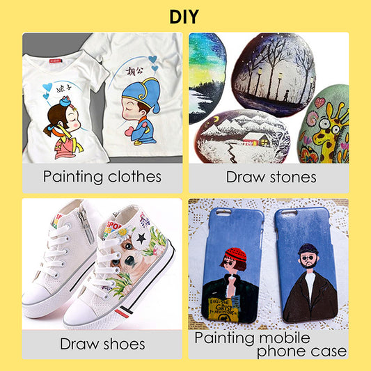 Pack of 18 Assorted Colour 60ml Acrylic Paint Pots