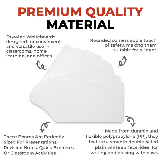 Pack of 12 8x5" Size Dry Wipe Whiteboards - Presentation Card Size