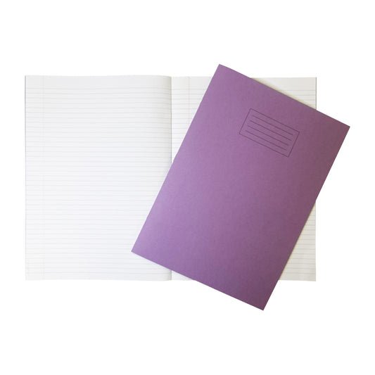 Janrax A4+ Purple 48 Page Feint Ruled and Margin Exercise Book WF Paper with 225gsm Manilla Cover 240x340mm Workbook