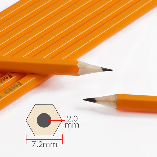 Pack of 12 Yellow HB Wooden Pencils with Eraser