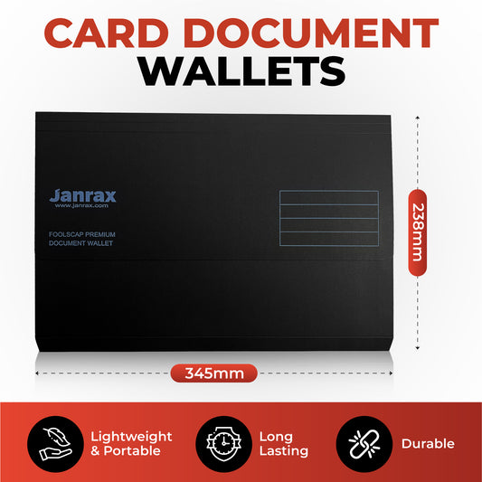 Pack of 10 Red Card Premium Foolscap Document Wallets